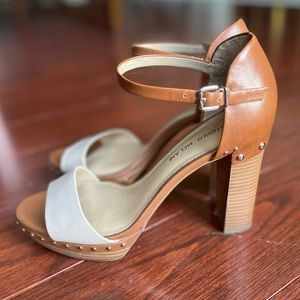 Antonio Melani Studded Tan & Cream Heels, Size 8.5